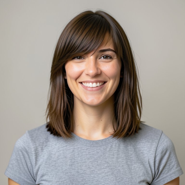 Side-Swept Bangs Try-On example
